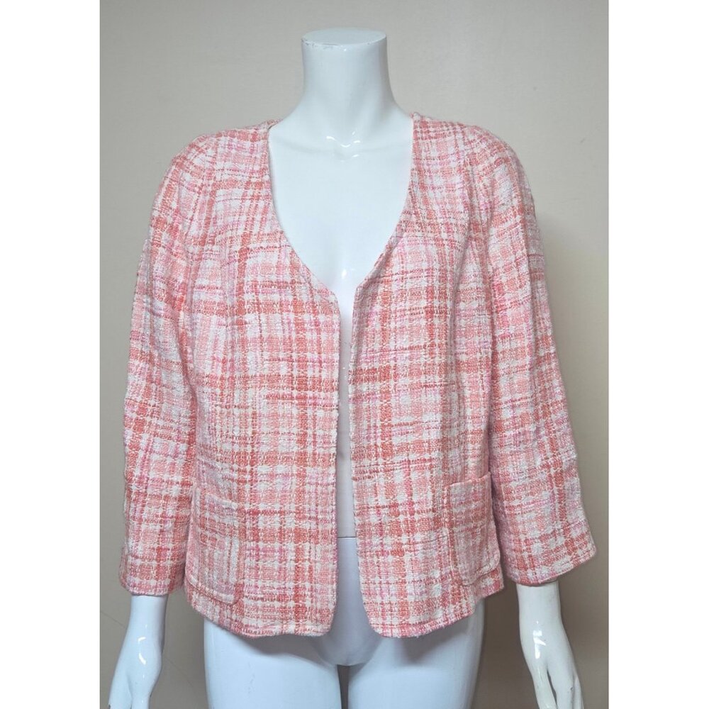Talbots  Tweed Open Front Blazer Jacket Women Size 16